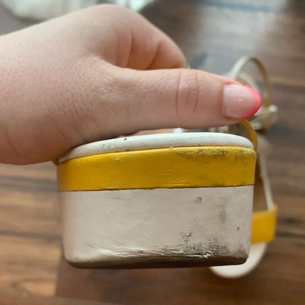 LAST CALL - Coach Yellow And White Platform Wedge Shoes - Picture 4 of 5